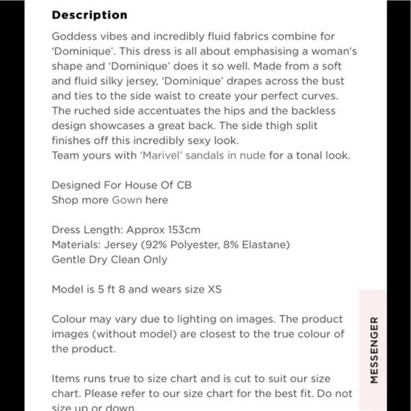 House Of CB, ' Dominique Nude Maxi Dress, Size L - Picture 3 of 5